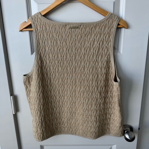Michael Kors Women’s Metallic Gold Jacquard Sleeveless Tank Top Size XL - Picture 3 of 4